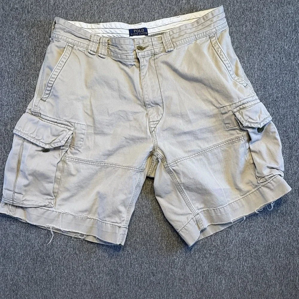 Polo Ralph Lauren Cargo Shorts Men's 36 Baggy Y2K Military Distressed Baggy